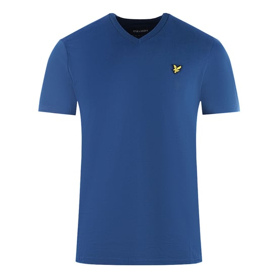 Lyle & Scott Markenlogo Blaues T-Shirt mit V-Ausschnitt - Image 1