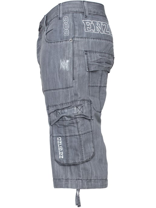 Enzo Herren Cargo Combat Denim Shorts - Image 3