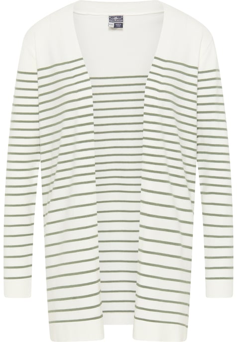 Dreimaster Cardigan Damen Wollweiss Oliv - Image 1