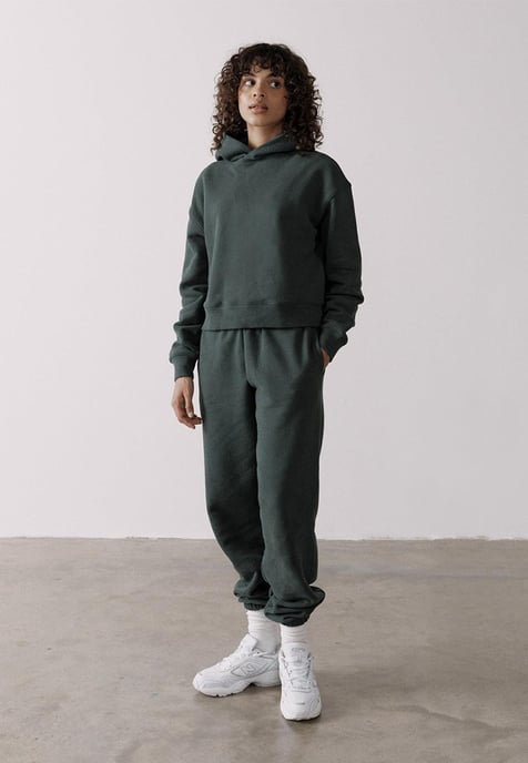 The Women's Pullover Crop Hoodie in green