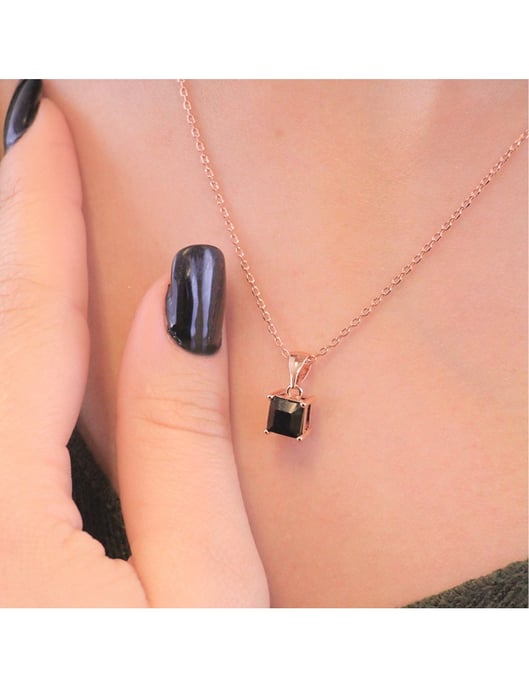 Einfacher quadratischer Anhänger - Rose Gold und Schwarz - Image 2