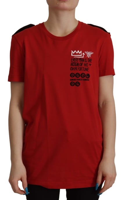 Dolce & Gabbana Red Amor Vincit Omnia Crewneck Women's T-shirt