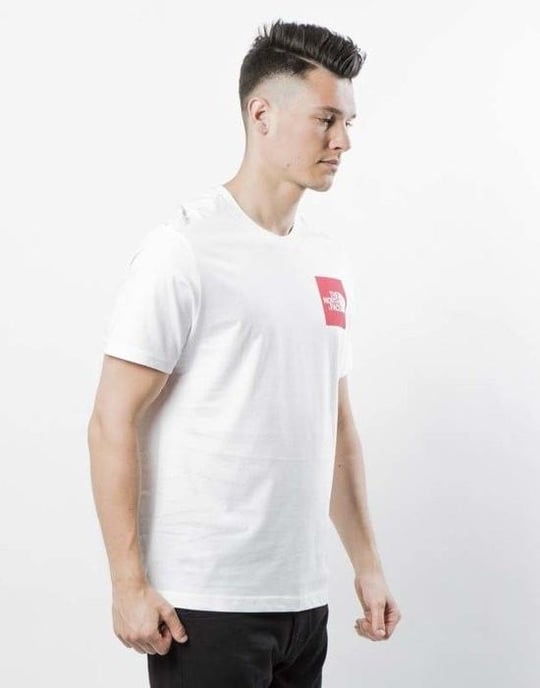 The North Face Herren Feines Kurzarm-T-Shirt Weiß/Rot - Image 3