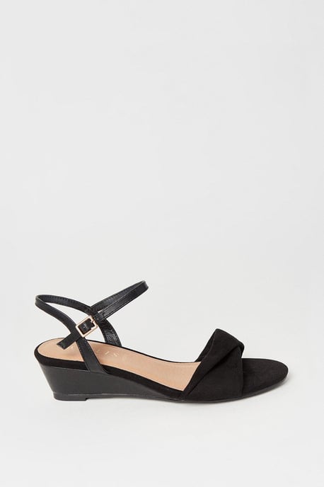 Wide Fit Ranae Soft Twist Low Wedge Heeled Sandals