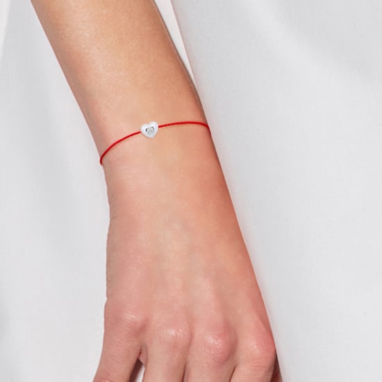 DIADEMA - Bracelet - Red Nylon - Heart - Real Diamond