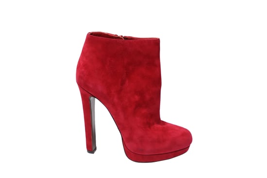 Alexander McQueen Stiefeletten aus rotem Wildleder - Image 1