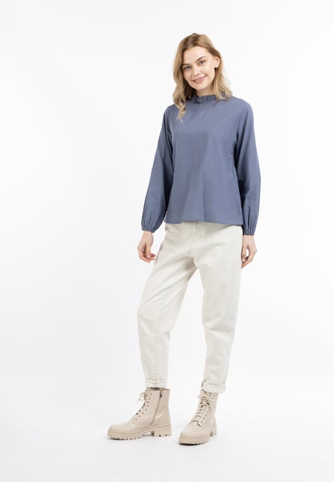 Dreimaster Langarmbluse Damen Grau-Blau - Image 2