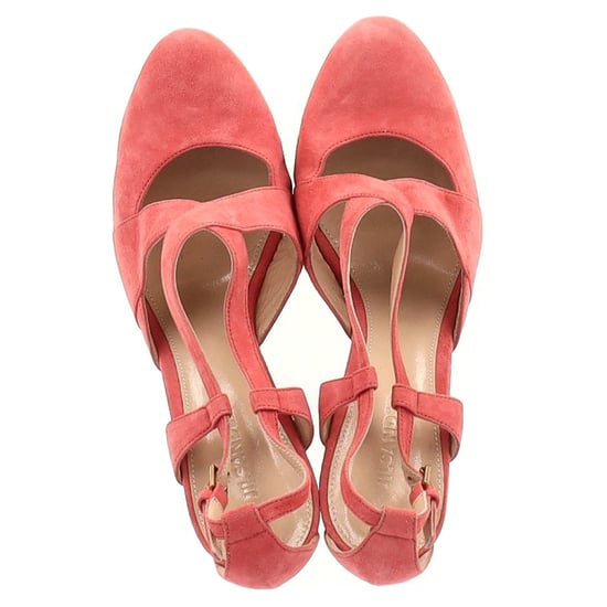 Jil Sander Kreuzriemen Chunky Heel Plateau Pumps aus Korallenwildleder - Image 3