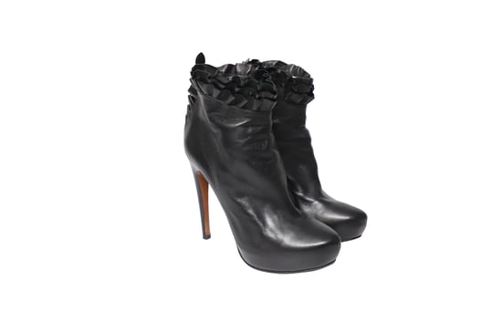 Alaia Rüschenschnürstiefeletten aus schwarzem Leder - Image 3