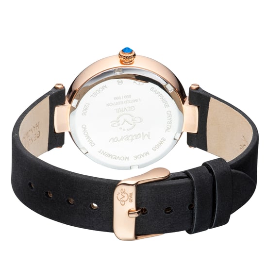 GV2 Matera Damen Schweizer Quarz Weiß Perlmutt Zifferblatt Schwarz Wildleder Uhr Diamant Uhr - Image 2