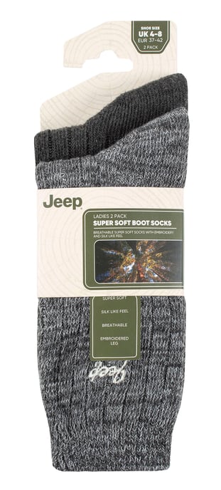 Womens Walking Boot Socken | Jeep | 2 Pack High Performance Polyester Running Socken - Charcoal / Slate - Image 2