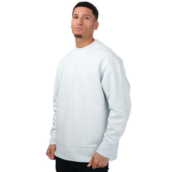 Men's Y-3 Classic Chest Logo Crew Sweatshirt in Light Blue