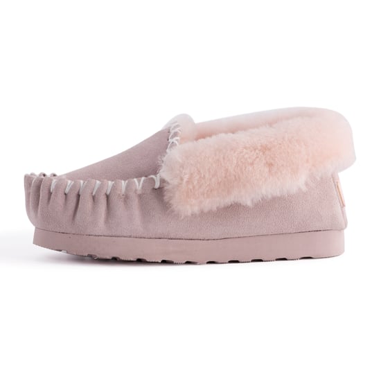 Aus Wooli "Waterloo" Australia Hand Stitched Women's Sheepskin Moccasin, Pale Pink