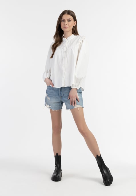 Dreimaster Bluse Damen Wollweiß - Image 2