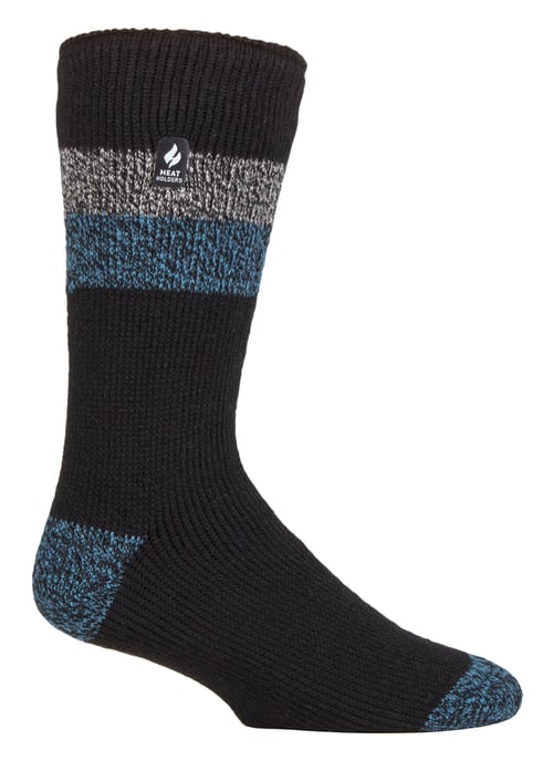 Wärmehalter - Extra dicke Herren-Thermosocken für den Winter | Warme flauschige Fleece-Isoliersocken | Geschenke für Männer - Schwarz / Blau (Lindos) - Image 1