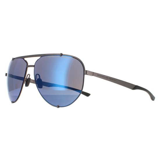 Porsche Design Aviator Mens Dark Gunmetal Black Strong Dark Blue Mirror P8920