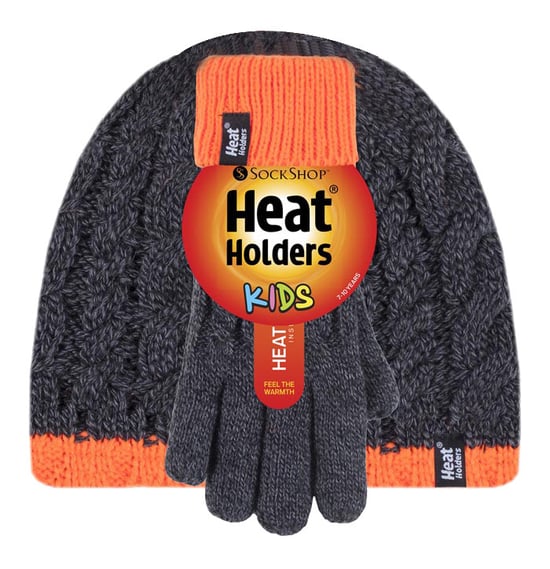 Wärmehalter - Jungen Kinder Kabelstrick warmes Fleece gefüttert Thermal Winter Mütze und Handschuhe Set - CO1P7 - Image 2