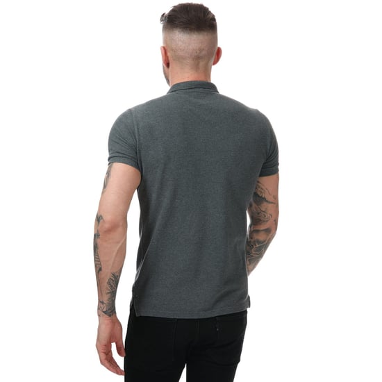 Men's Superdry Classic Pique Polo Shirt in Charcoal Marl