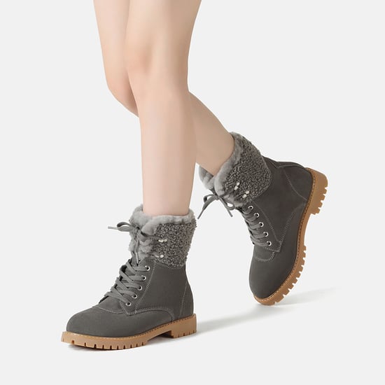 EVER AU Women Sittella Fashion Chunky Boots - Grey