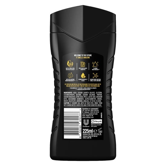 Lynx Black 12-H Refreshing Fragrance Shower Gel Body Wash for Men 3x225ml