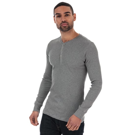 Men's Levis Long Sleeve Henley T-Shirt in Grey
