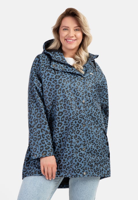 Schmuddelwedda Plus Size Regenmantel mit Leoprint Damen Blau Grau Schwarz Leo - Image 3