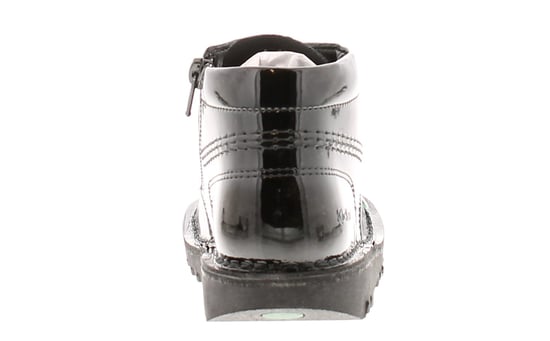 Kickers Younger Girls Ankle Boots Hi Zip Leder mit Spitze und Reißverschluss schwarz Lack - Image 4