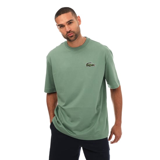 Men's Lacoste Loose Fit Large Crocodile Organic Cotton T-Shirt in Green