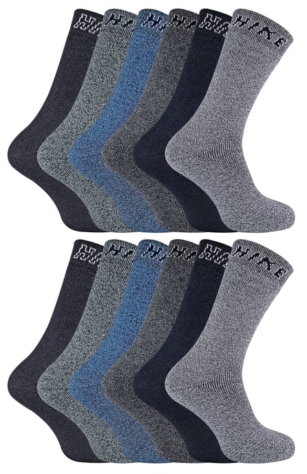 12 Paar Herren gepolstert Crew Wandern Socken | Socke Snob | Atmungsaktiv Walking Boot Socken - Pack 1 - Image 1
