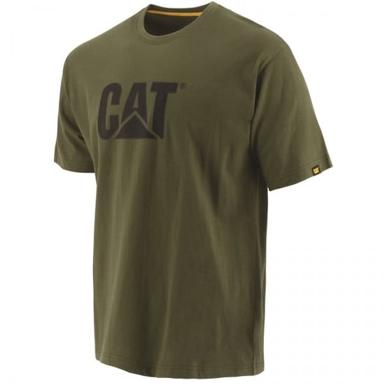 CAT MARKENLOGO Herren Baumwoll-T-Shirt Dunkelgrün - Image 1