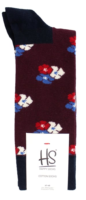 HS von Happy Socks - Herren 3er Pack Klassische Blumen-Socken - Blumen (Bordeaux) - Image 2