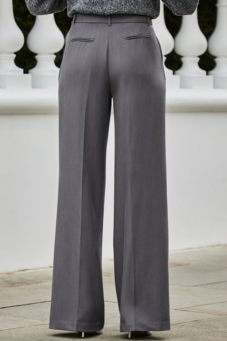 Dark Grey Relaxed Fit Wide Leg Trousers