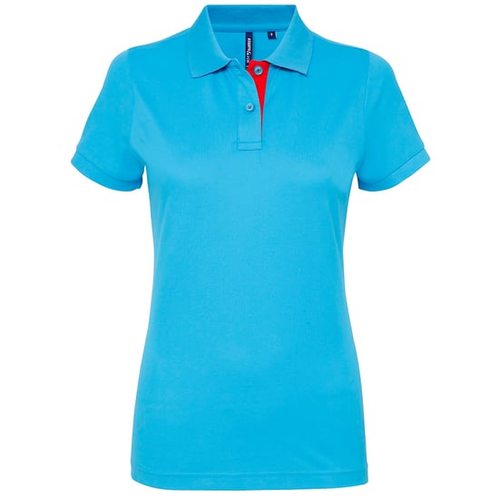 Asquith & Fox Womens/Ladies Short Sleeve Contrast Polo Shirt (Turquoise/ Red)