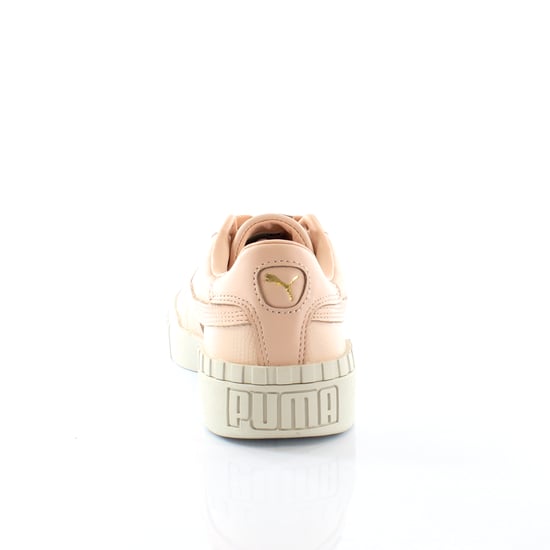 Puma Cali Emboss Cream Tan Leather Low Lace Up Womens Trainers 369734 01