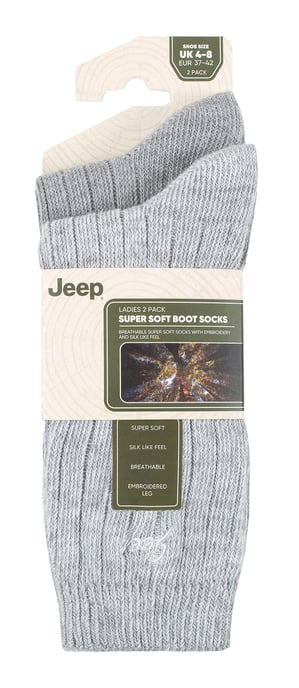 Womens Walking Boot Socken | Jeep | 2 Pack High Performance Polyester Running Socken - Schiefer / Weiß - Image 2