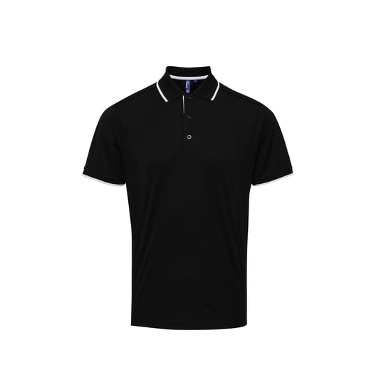 Premier Mens Contrast Coolchecker Polo Shirt (Schwarz/Weiß) - Image 1