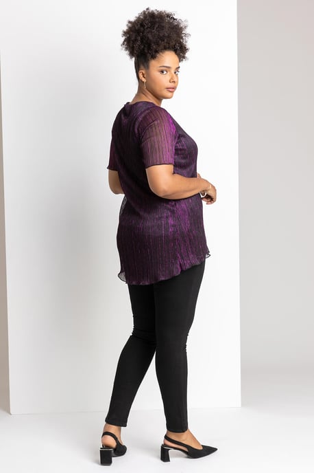 Curve Metallic Plisse Top