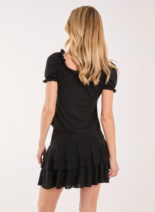 Tie Front Puff Sleeve Top