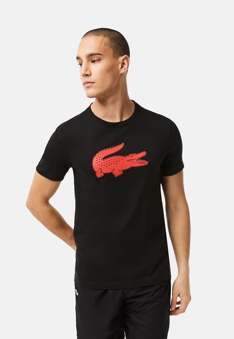 Lacoste SPORT 3D print crocodile jersey T-shirt for men in black and red