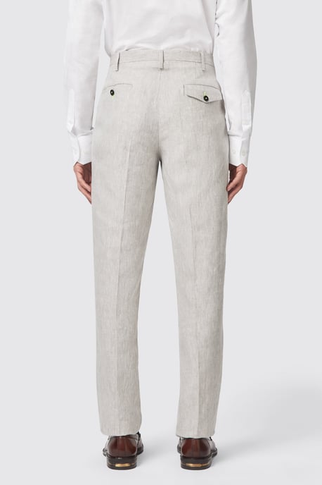 Claremont Slim Fit Stone Linen Trousers