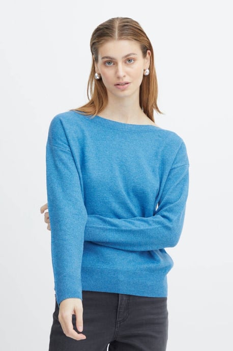 ICHI fein gestrickter Pullover IHALPA blau - Image 3