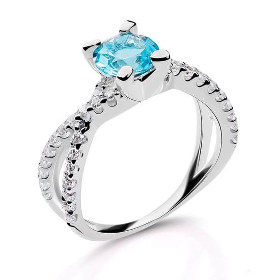 Orphelia 'Maya' Damen 925 Sterling Silber Set: Halskette + Ohrringe + Ring - Silber SET-7478/AQ - Image 4