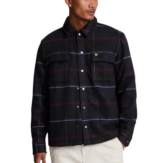 Lyle & Scott Brushed Tartan Muddy Navy Overshirt-Jacke - Image 1