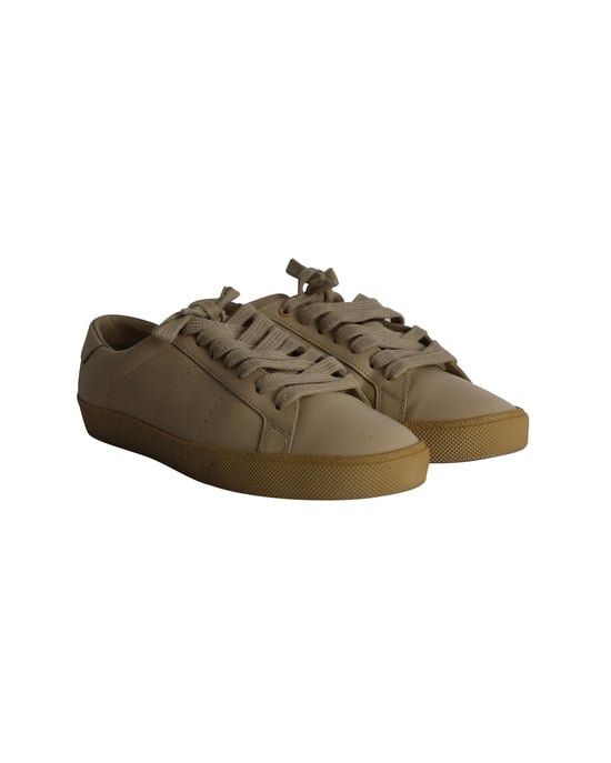 Saint Laurent SL/06 Court Classic Low-Top Sneakers aus beigem Kalbsleder - Image 3