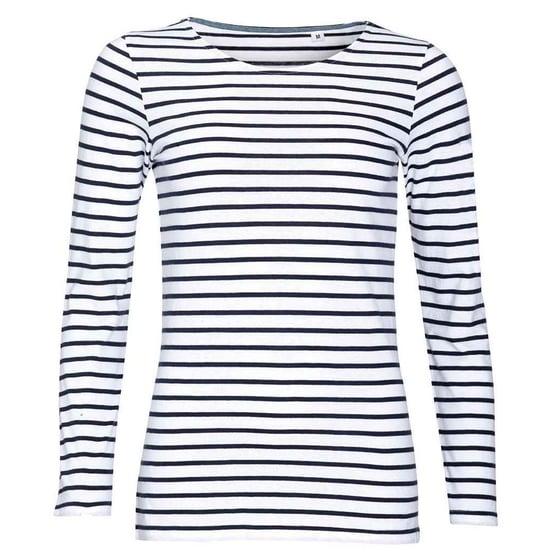 SOLS - "Marine" T-Shirt für Damen Langärmlig (Weiß/Marineblau) - Image 1