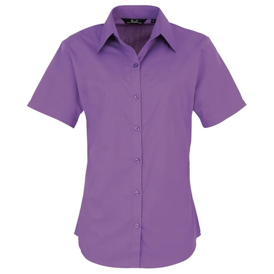 Premier Damen Kurzarm Popeline Bluse / Arbeitshemd (Kräftiges Violett) - Image 1
