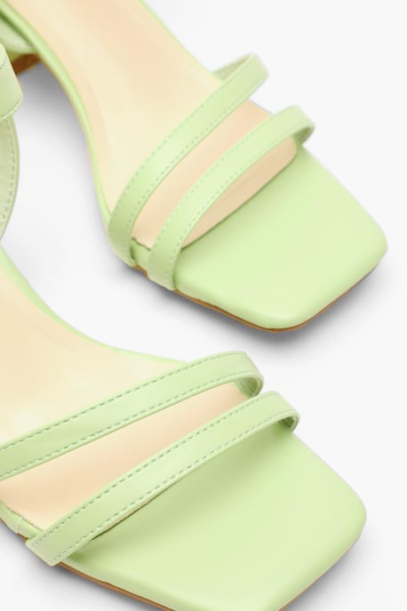 Green Faux Leather Block Heel Sandal