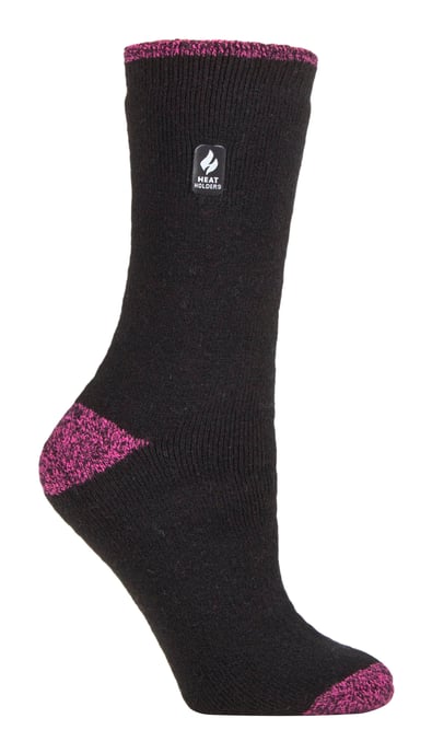 Heat Holders Lite - Isolierte Thermosocken für Damen | Mehrere Designs einschließlich Argyle Streifen Herzen Sterne | Warme Socken für den Winter - Schwarz / Berry H&T (Teneriffa) - Image 1