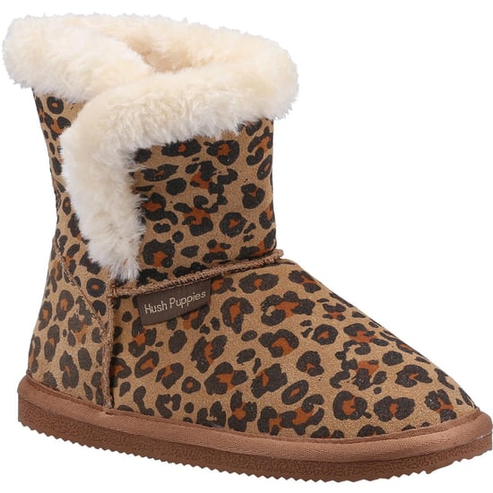 Hush Puppies Mädchen Ashlynn Leopard Print Wildleder Hausschuhe (Leopard) - Image 1