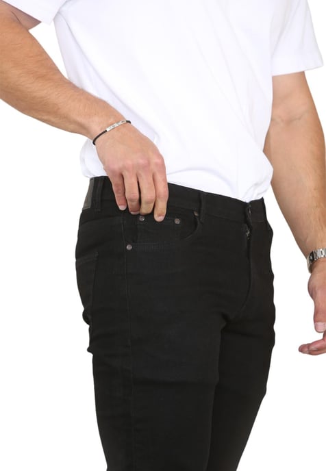 MYT Herren-Jeans mit geradem Bein, Hyper-Stretch-Denim in Schwarz - Image 4